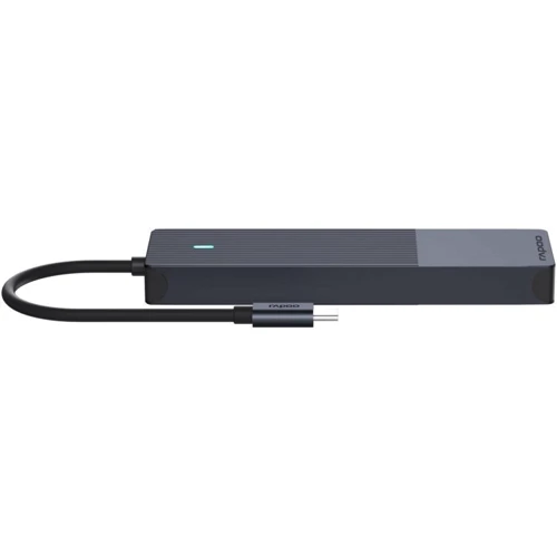 Адаптер Rapoo Adapter UCM-2002 USB-C to USB-C+USB2.0+2xUSB3.0+2xHDMI+DisplayPort+SD+RJ45+3.5mm Black: Додаткові роз'єми Ethernet, 3.5mm Headphone, SD+TF Card, DisplayPort, HDMI, USB OTG, USB-C