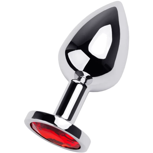 Анальная пробка с кристаллом Metal By Toyfa Silver Anal Plug Ruby