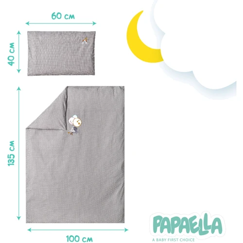Комплект постельного белья Papaella Горошек для новорожденных, серый (8-33347) фото 5