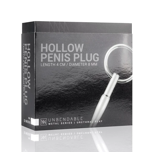 Полый уретральный стимулятор Sinner Gear Unbendable - Hollow Penis Plug (длина 4 см, диаметр 8 мм)