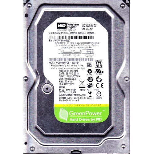 Внутренний жесткий диск WD AV-GP WD5000AVDS RB