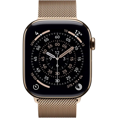 Apple Watch Series 11 GPS + Cellular 42mm Gold Titanium Case with Gold Milanese Loop (MF8Y4)