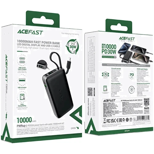Внешний аккумулятор Acefast Power Bank 10000mAh M7 30W Black