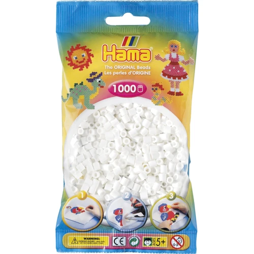 Термомозаика HAMA Набор белых бусин Midi 5+, 1000 шт. (207-01)