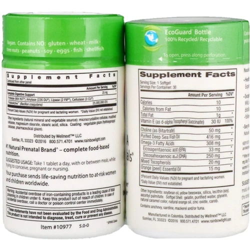 Rainbow Light Prenatal Daily Duo: Prental One + DHA 30 tab + 30 SG Витамины + Рыбий жир для беременных: Пол Беременным и кормящим