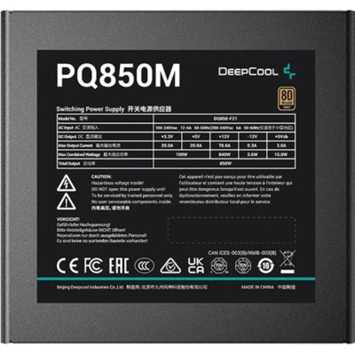 Блок живлення Deepcool PQ850M 850W (R-PQ850M-FA0B): Потужність, Ватт 850