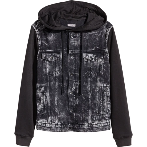 Куртка H & M 4476695 46 чорна демісезон з капюшоном: Вид куртки