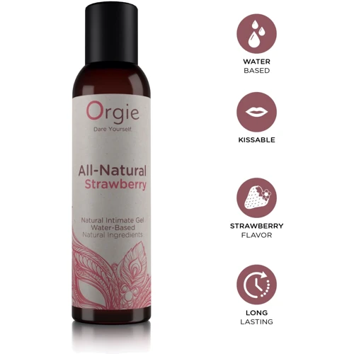 Лубрикант на водной основе Orgie All Natural Strawberry, 150 мл, со вкусом и ароматом клубники