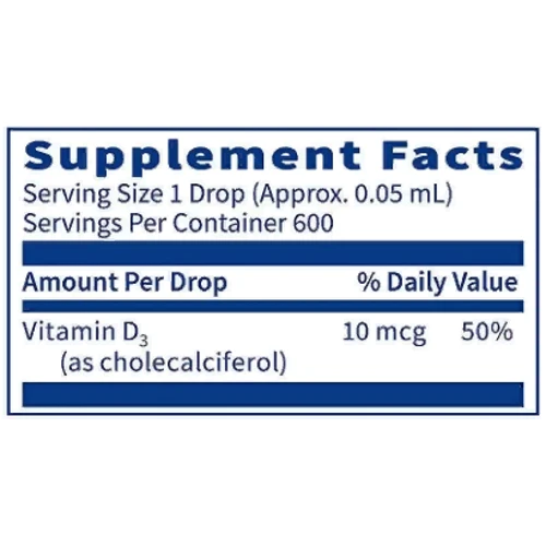 Klaire Labs Micellized Vitamin D3 Витамин D3 30 мл: Тип Витамин D