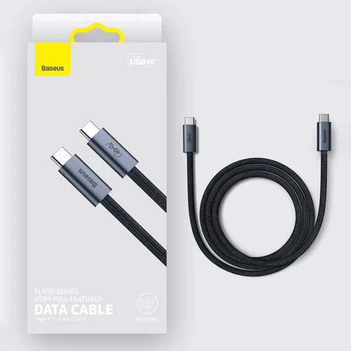 Кабель Baseus Cable USB-C to USB-C Flash Full FeatuRed USB 4.0 100W 1m Tarnish (CASS010014) фото 12