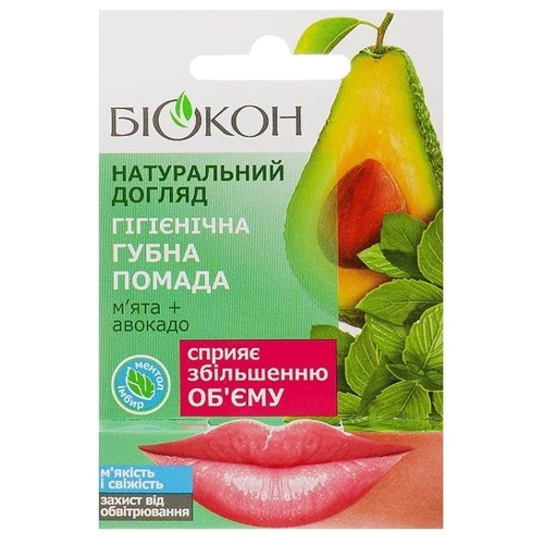 Біокон Гігієнічна помада М'ята + Авокадо Натуральний догляд 4.6 g