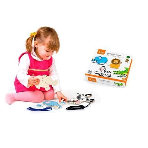 Дерев'яне шнурівка Viga Toys Африканські звірята (51326): Вік 3-4.5 года