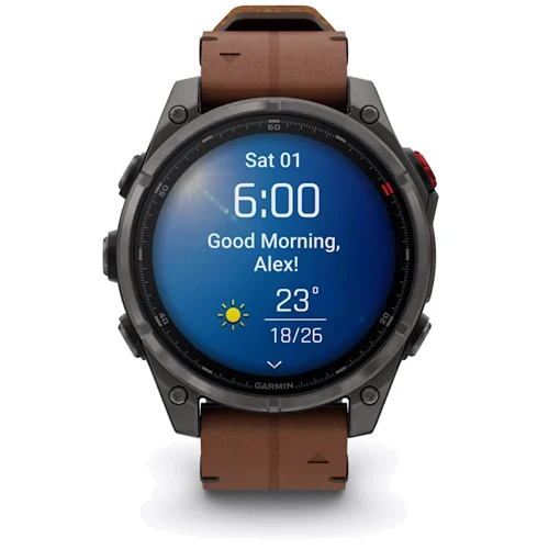 Смарт-часы Garmin Fenix 8 Pro AMOLED 47mm Sapphire Carbon Grey DLC Titanium with Chestnut Leather Band (010-03198-40)