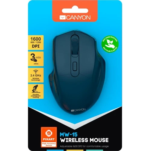 Мышь Canyon MW-15 Wireless Dark Blue (CNE-CMSW15DB): Радиус действия 10 м