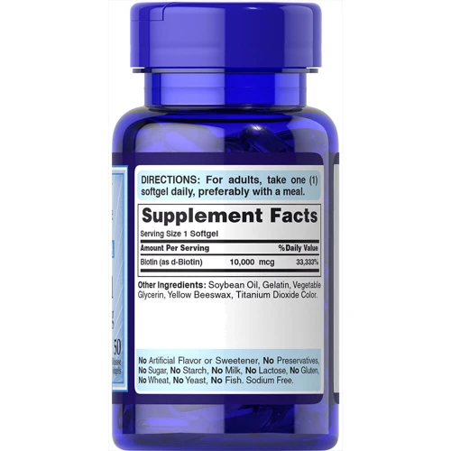 Puritan's Pride Biotin 10,000 mcg 50 caps (PTP-51463) Биотин: Тип Витамин B
