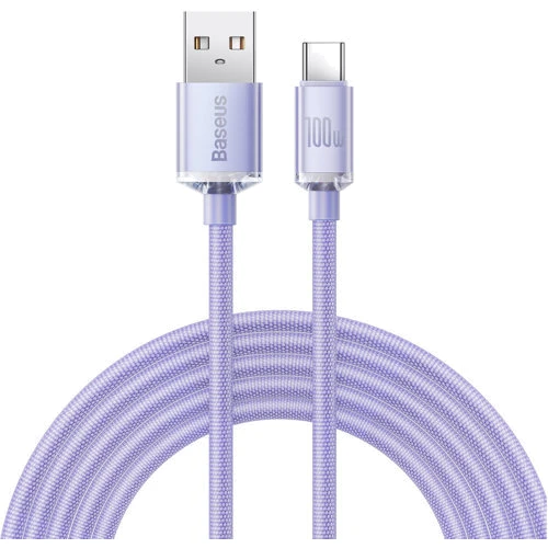 Кабель Baseus USB Cable to USB-C Crystal Shine Series 100W 2m Purple (CAJY000505)