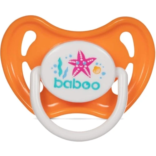 Пустушка Baboo Sea Life кругла силіконова 6+ міс помаранчева (5-028)