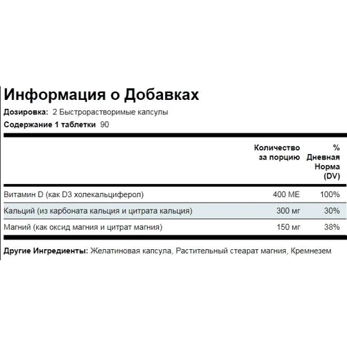 Piping Rock Calcium & Magnesium Citrate plus D 180 caps Кальций и магний цитрат плюс витамин D: Тип Магний + Кальций