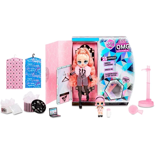 Игровой набор с куклой L.O.L. SURPRISE! серии "O.M.G Winter Chill" - ЛЕДІ-СТАЙЛ (570264): Особенности Сюрприз, С подставкой, На шарнирах
