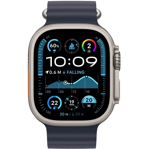Apple Watch Ultra 2 2024 GPS + Cellular 49mm Natural Titanium Case with Navy Ocean Band (MX4D3UL/A) фото 8
