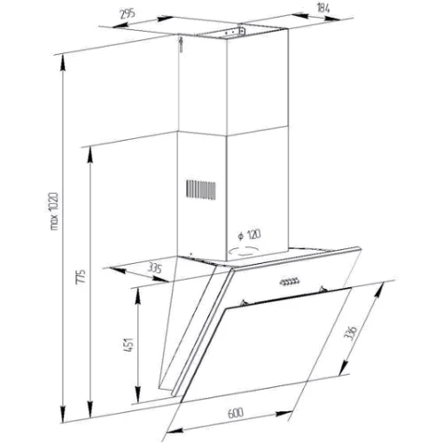 Вытяжка Pyramida NR-MG 60 (1000) M BL: Тип воздухоочистителя Отвод