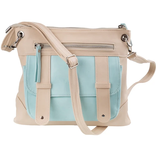 Женская сумка через плечо Laskara бежевая (LK-10238-cream-blue) фото 9