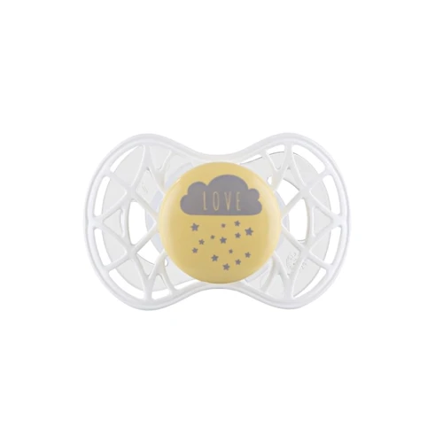 Пустушка Nuvita 7084 Air55 Cool Love ортодонтична 6m+ жовто-сіра (NV7084SC)