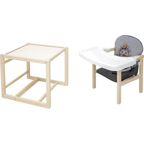 Стульчик-трансформер Babyroom Пеппи-260 слоновая кость/серый-графит (ёжик, цветы) (680986): Тип трансформер