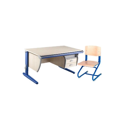 Стіл універсальний трансформований СУТ.15-03 (120 см * 61 см) + Тумба навісна ТСН.01-01 + Стілець СУТ.01-01 (фанера) клен / синій: Вік дитини від 6-ти років