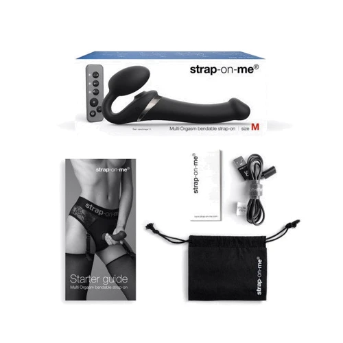 Безремневой вибрострапон с вакуумной стимуляцией Strap-On-Me Multi Orgasm - XL - Black