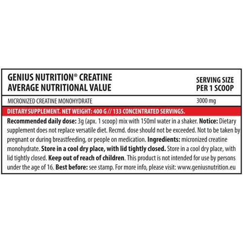 Креатин Genius Nutrition Creatine Monohydrate 400 g / 133 servings