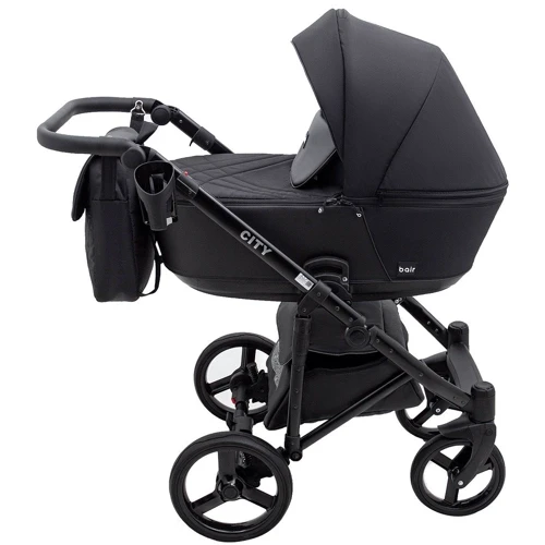 Коляска 2 в 1 Bair City Soft 452 Чорний - чорна шкіра (680691): Ширина шасі 60 см