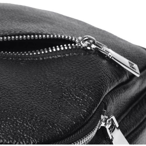 Чоловіча сумка-слінг Borsa Leather чорна (k16603-black): Фактура матова, Зерниста