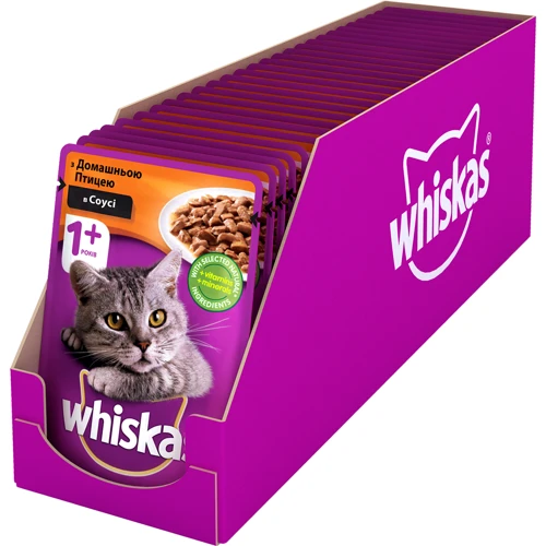 Вологий корм Whiskas для кішок з домашньою птицею в соусі 24х100г (5900951269028) фото 7