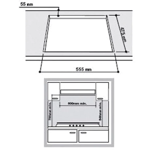 Варочная поверхность газовая Hotpoint-Ariston TQ 640 S (ICE) KX/HA: Размеры для встраивания (ШxГ) 55.5x47.5 см