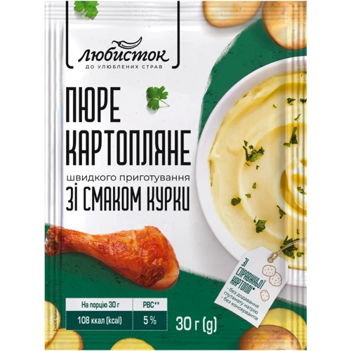 Упаковка Пюре картопляне Любисток швидкого приготування зі смаком курки 8х30 г (УП4820241581627)