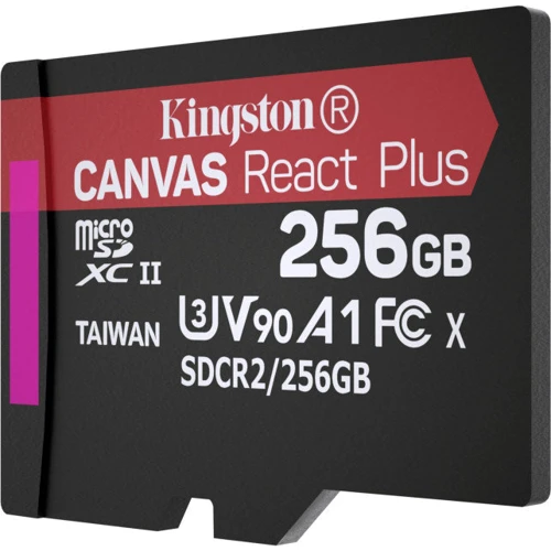 Карта памяти Kingston 256GB microSDXC Class 10 UHS-II U3 V90 A1 Canvas React Plus + SD adapter + USB reader (M1A4-0160R12) фото 4