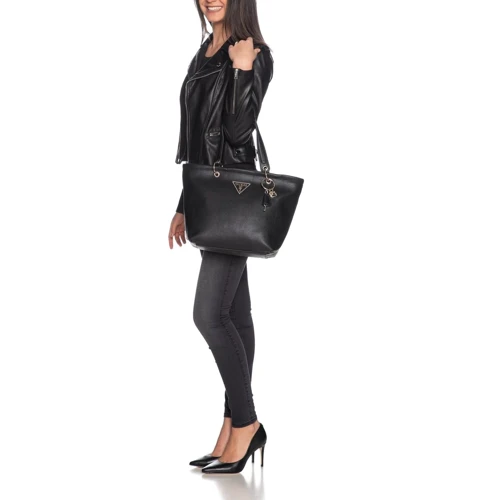 Женская сумка тоут Guess Michy Tote черная (HWVG7584230-BLA): Фактура Зернистая, Матовая