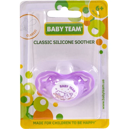 Пустушка Baby Team силіконова класична, 1шт. 6 + (3014 фіолетовий): Вік старше 6 місяців