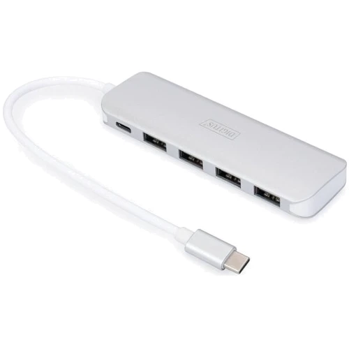 Адаптер Digitus Adapter USB-C to 4xUSB+USB-C Silver (DA-70242-1)