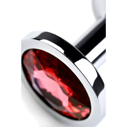 Анальная пробка с кристаллом Metal By Toyfa Silver Anal Plug Ruby