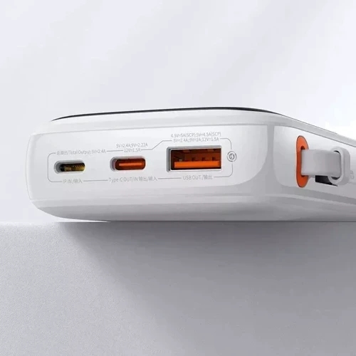 Внешний аккумулятор Baseus Power Bank 10000mAh Qpow Pro Digital Display Fast Charge Power Bank 20W White (PPQD020002): Встроенный кабель Apple Lightning