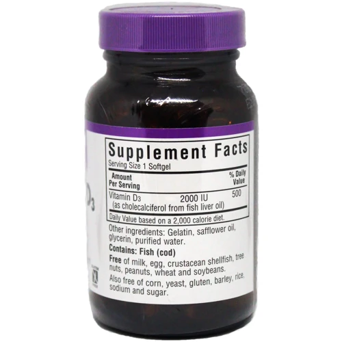 Bluebonnet Nutrition Vitamin D3, 2000 IU, 100 Softgels (BLB0317): Тип вітамін D