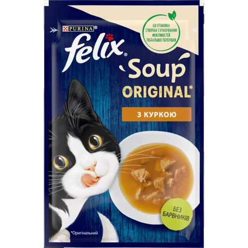 Влажный дополнительный корм FELIX Суп для взрослых кошек с курицей 30х48 г (8445290571243): Порода Все породы
