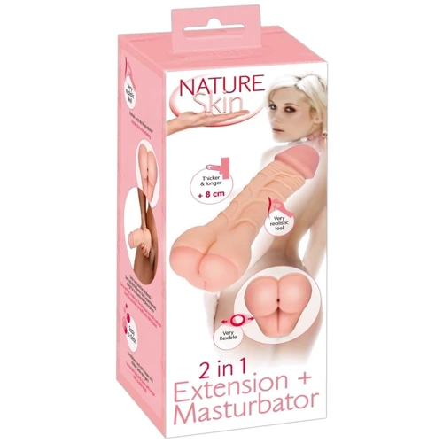 Мастурбатор-насадка - Nature Skin 2 in 1 Extension + Masturbator