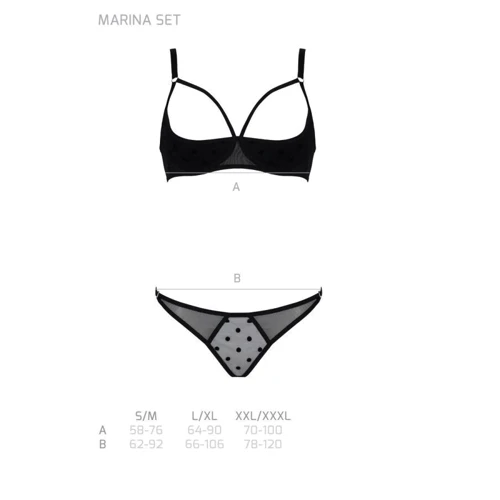 Комплект Passion MARINA SET WITH OPEN BRA black XXL/XXXL