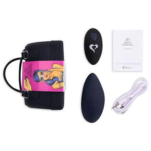 Вибратор в трусики FeelzToys Panty Vibrator Black с пультом ДУ + сумочка-чехол