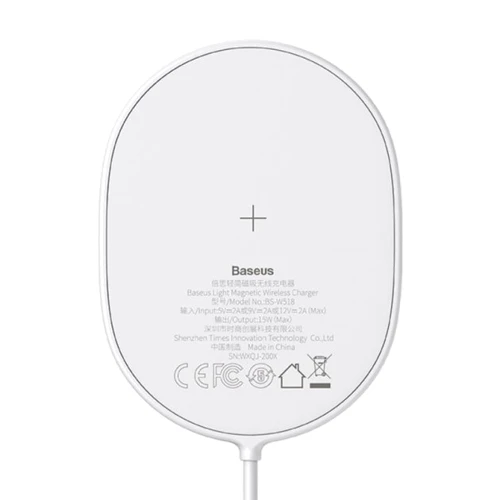 Зарядное устройство Baseus Wireless Charger MagSafe Light Magnetic 15W White (WXQJ-02) for iPhone 16 I 15 I 14 I 13 I 12 series: Количество USB-портов нет