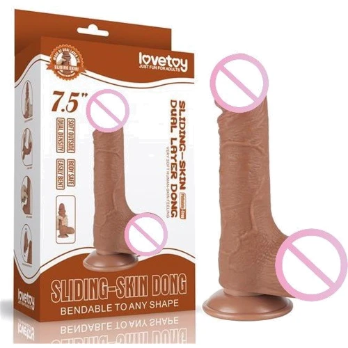 Фаллоимитатор LoveToy Sliding-Skin Dual Layer Dong 7.5" Brown