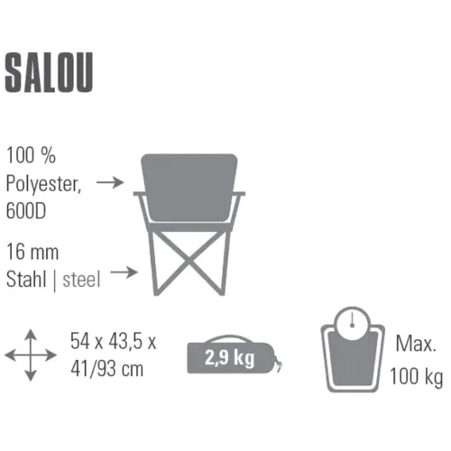 Стілець кемпінговий High Peak Salou Dark Grey / Blue (44108): Тип Стілець складаний
